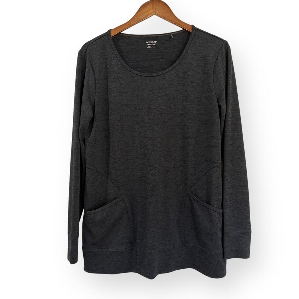 Toad & Co. Intermezzo Pullover Tunic Top Womens Medium Gray Pockets Long Sleeve